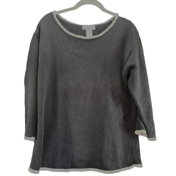 Jones New York Sport Womens Top Multi-Color Size Medium Linen Blend Long Sleeve - Picture 1 of 12